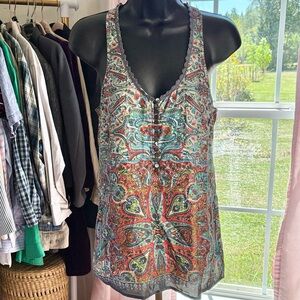 Sundance Paisley Sleeveless Racerback Top Sz S
